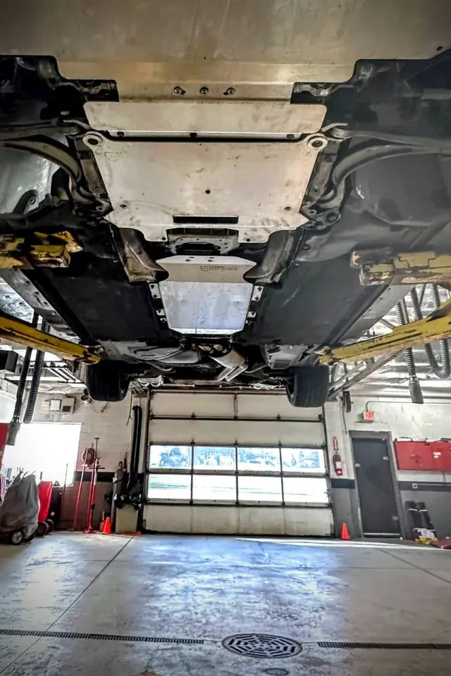 Close-up of European engine bay work